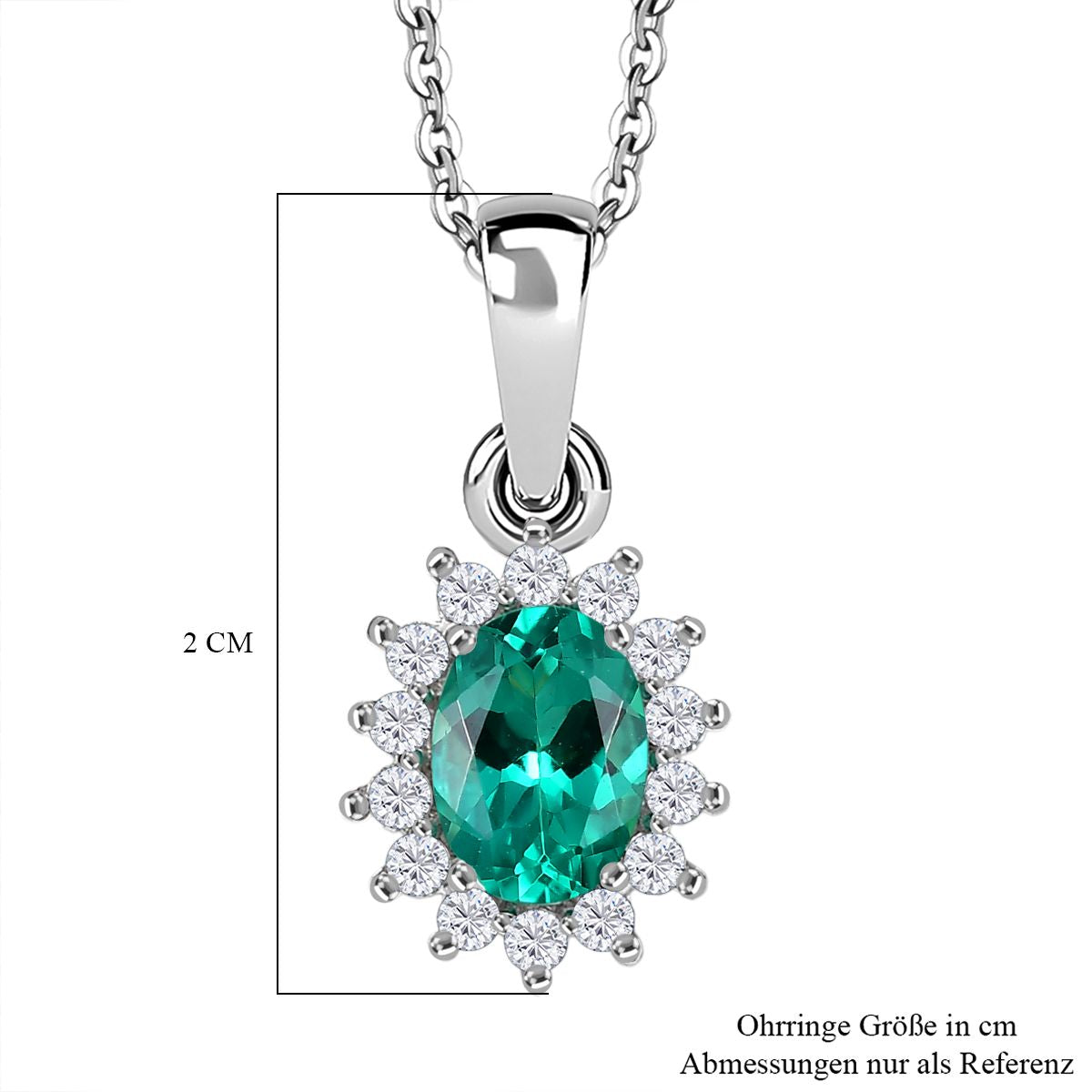 LUXURIANT - AAA Lab Grown Kolumbianischer Smaragd, Moissanit Anhänger mit Kette, ca. 50 cm 925 Silber rhodiniert ca. 0.90 ct
