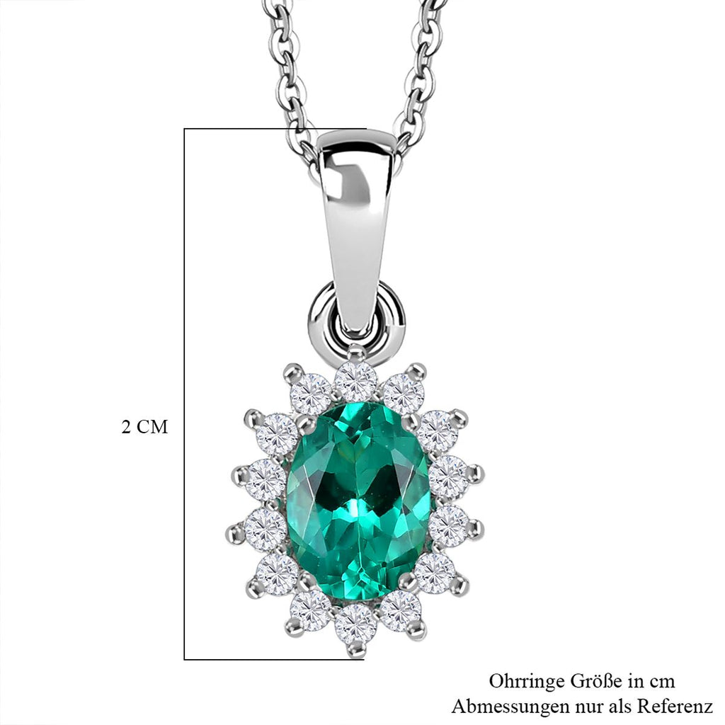Luxuriant - AAA Lab Grown Kolumbianischer Smaragd, Moissanit Schmuckset ca. 50 cm 925 Silber rhodiniert ca. 0.90 ct