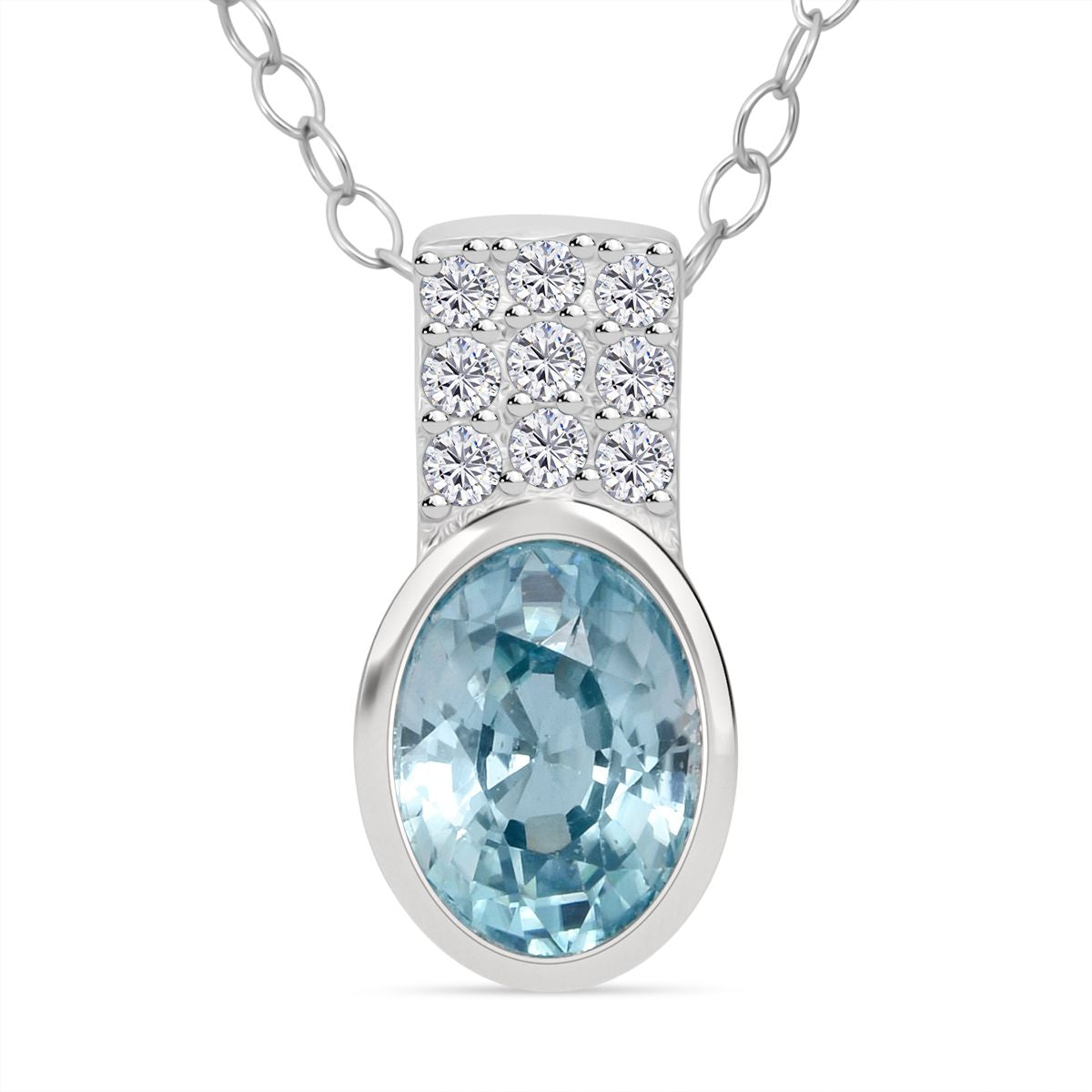 D'Joy AA Blauer Zirkon, Moissanit Schmuckset ca. 50 cm 925 Silber rhodiniert ca. 2,24 ct.
