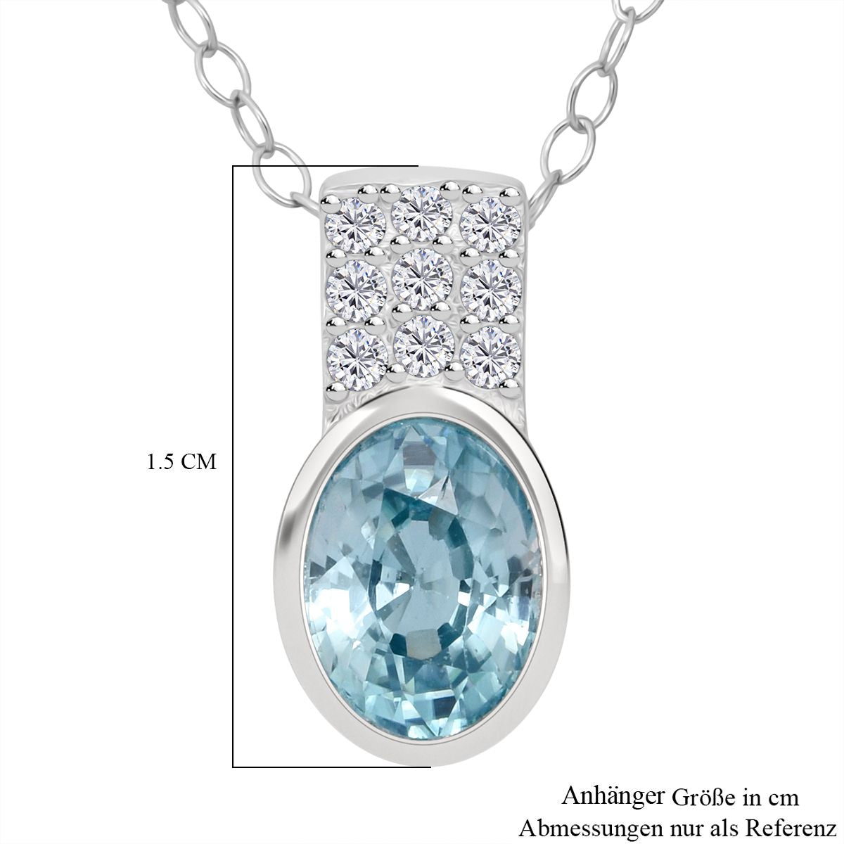 D'Joy AA Blauer Zirkon, Moissanit Schmuckset ca. 50 cm 925 Silber rhodiniert ca. 2,24 ct.