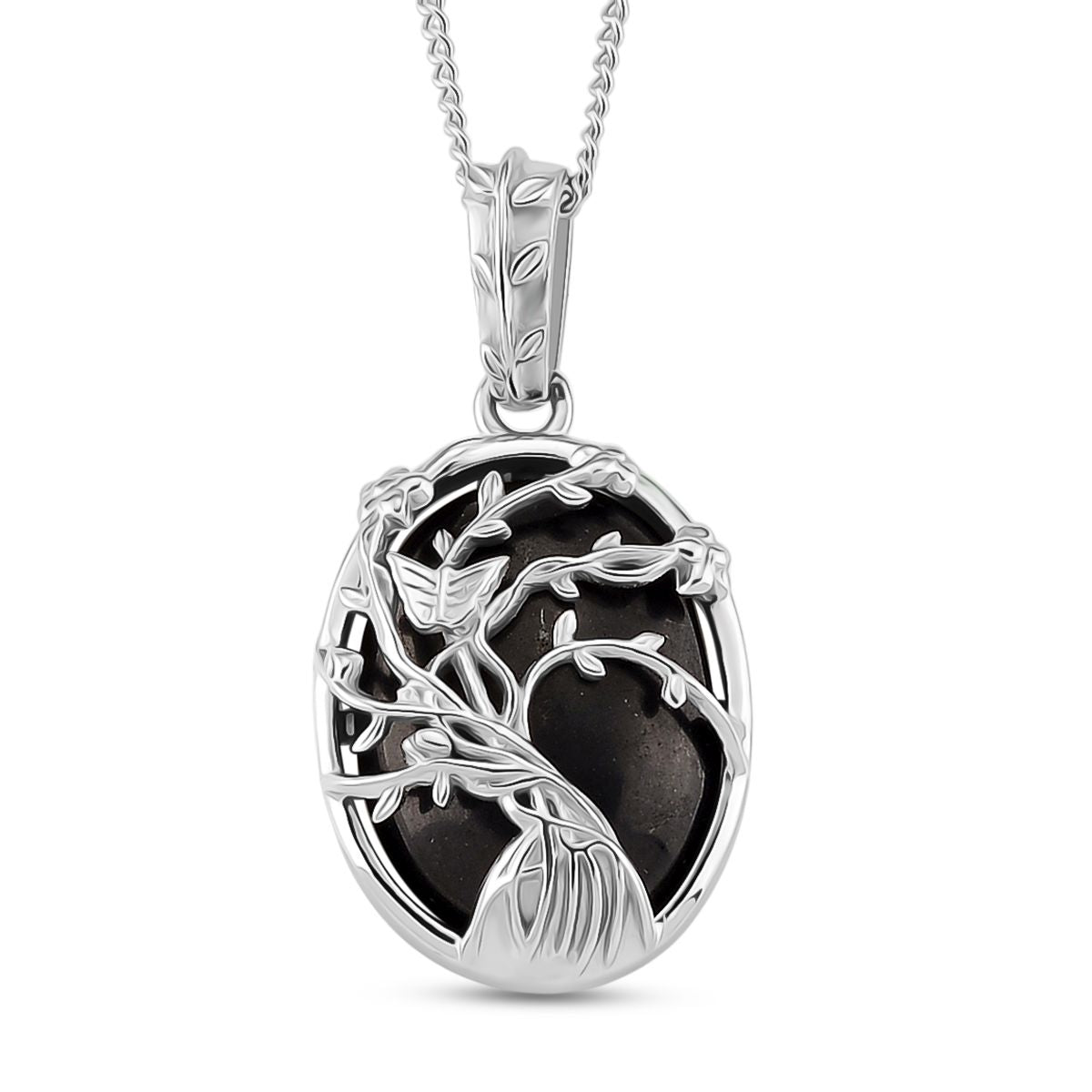 D'Joy Shungit Schmuckset ca. 45 cm 925 Silber rhodiniert ca. 7,11 ct.