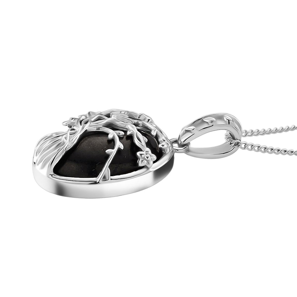 D'Joy Shungit Schmuckset ca. 45 cm 925 Silber rhodiniert ca. 7,11 ct.