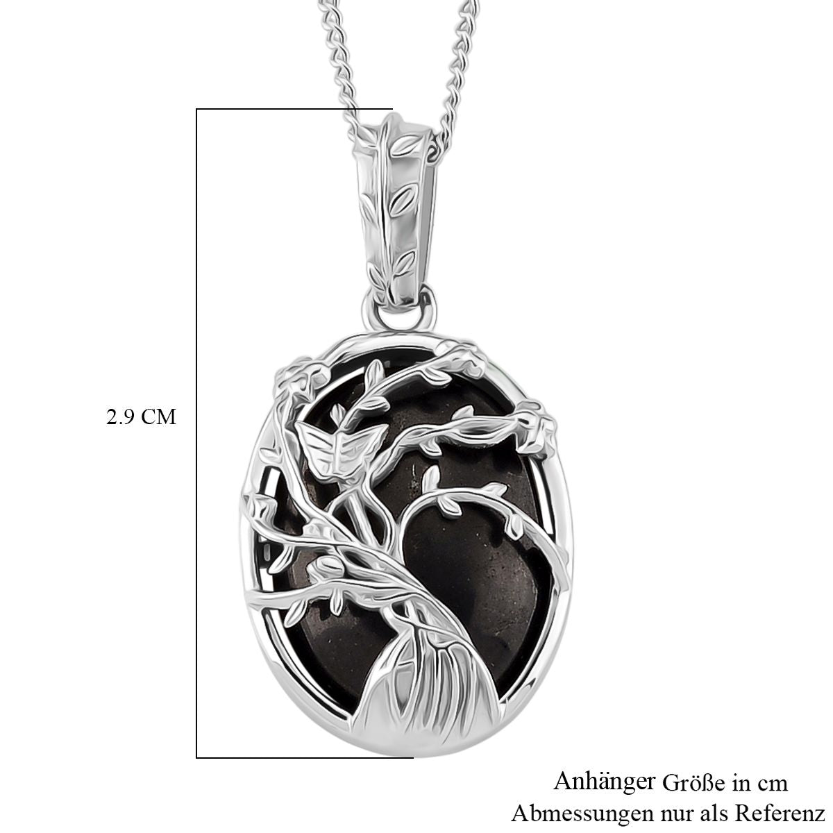 D'Joy Shungit Schmuckset ca. 45 cm 925 Silber rhodiniert ca. 7,11 ct.