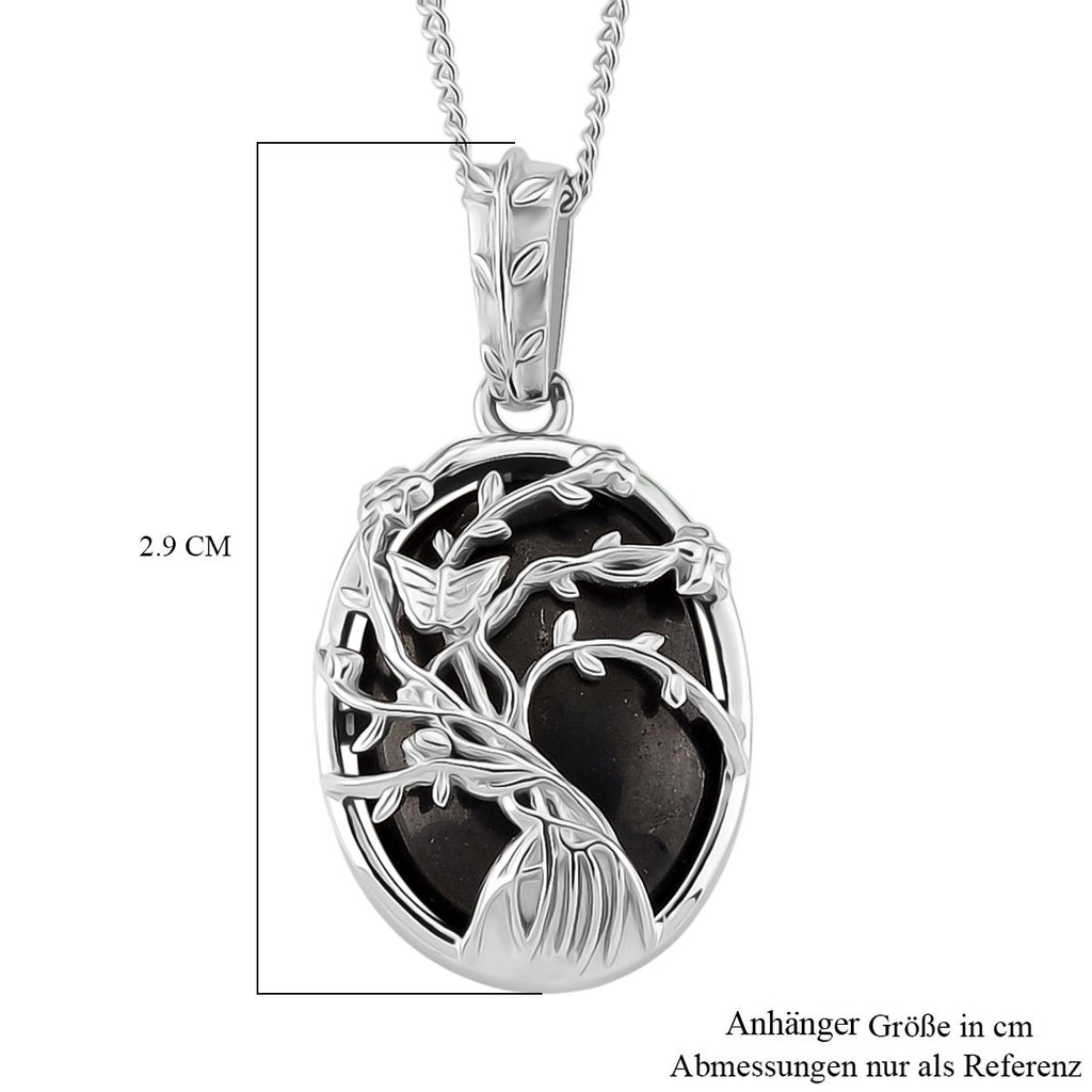 D'Joy Shungit Schmuckset ca. 45 cm 925 Silber rhodiniert ca. 7,11 ct.