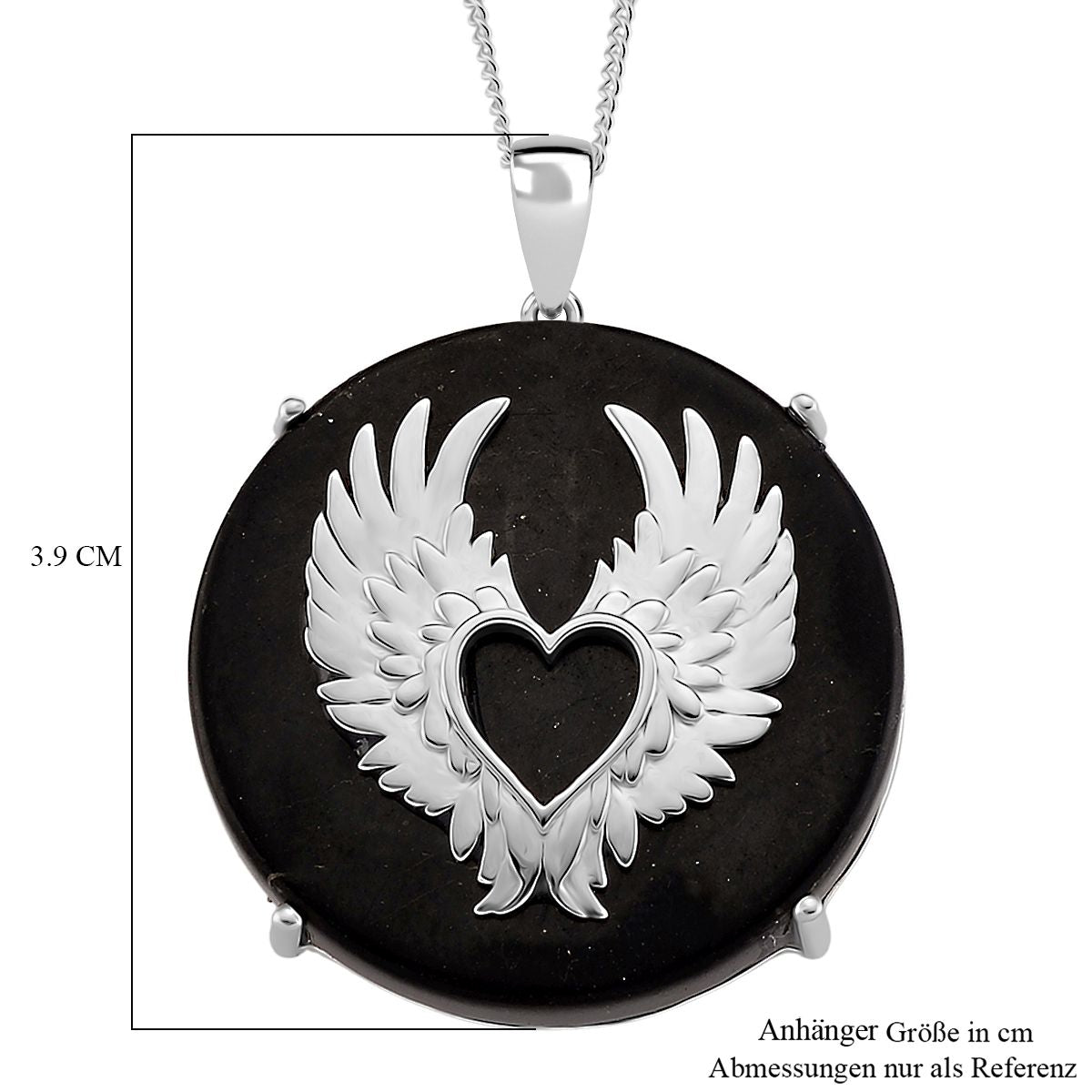 D'Joy Shungit Anhänger mit Kette, ca. 45 cm 925 Silber rhodiniert ca. 35,98 ct
