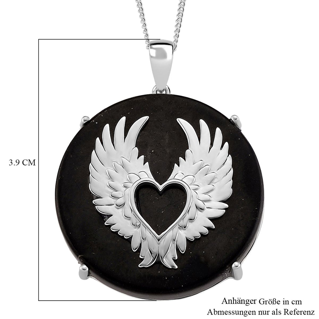 D'Joy Shungit Anhänger mit Kette, ca. 45 cm 925 Silber rhodiniert ca. 35,98 ct