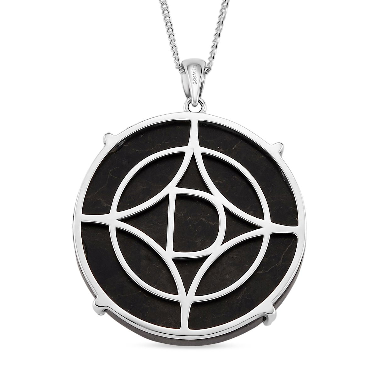D'Joy Shungit Anhänger mit Kette, ca. 45 cm 925 Silber rhodiniert ca. 36,00 ct