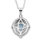 D'Joy Blauer Zirkon, Moissanit Anhänger mit Kette, ca. 50 cm 925 Silber rhodiniert ca. 3.67 ct