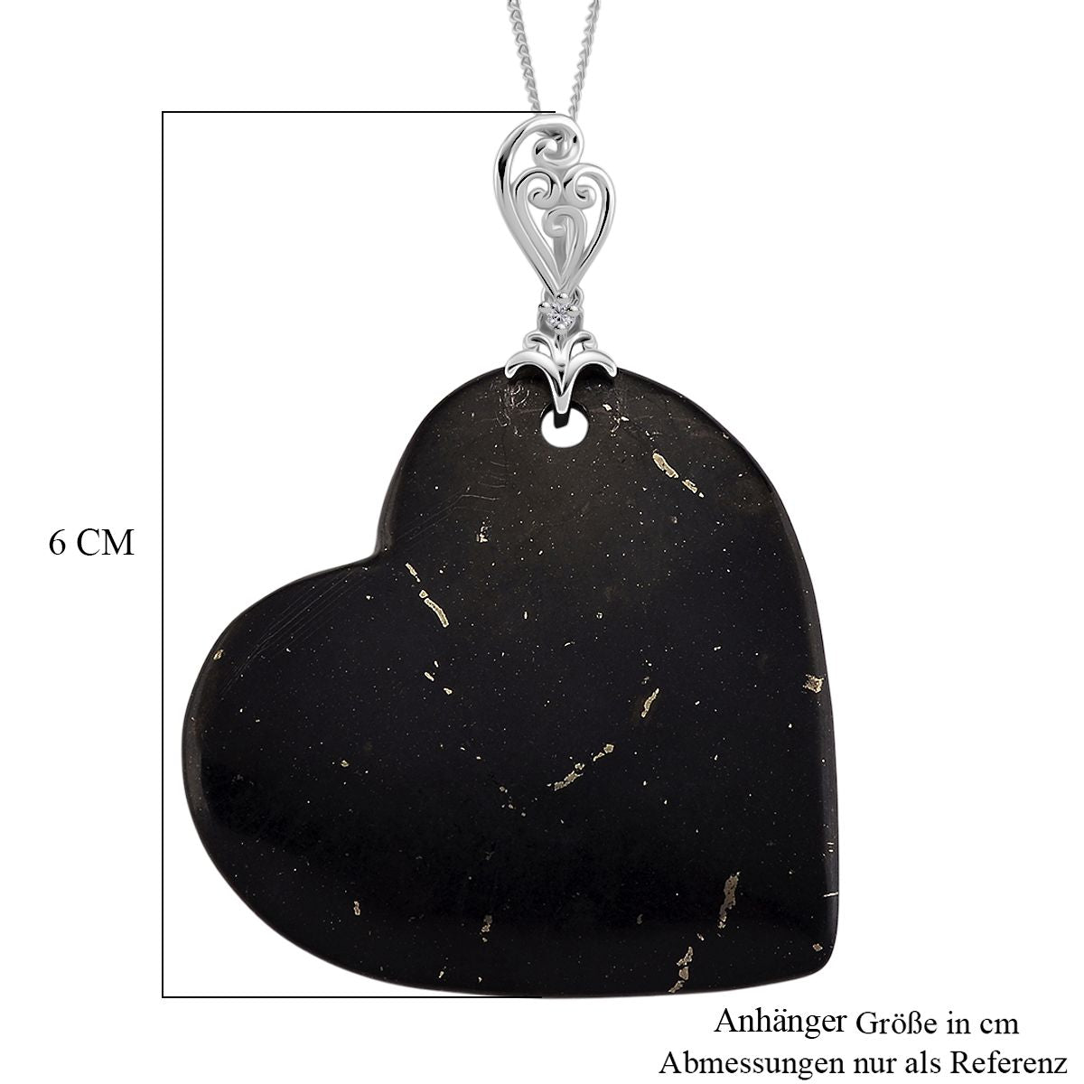 D'Joy Shungit, Weißer Zirkon Schmuckset ca. 45 cm 925 Silber rhodiniert ca. 66,10 ct.