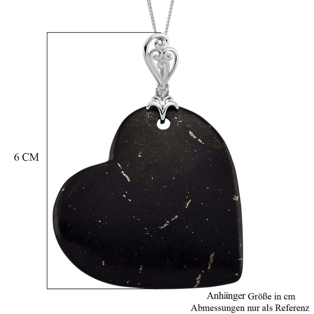 D'Joy Shungit, Weißer Zirkon Schmuckset ca. 45 cm 925 Silber rhodiniert ca. 66,10 ct.