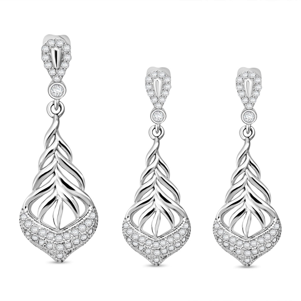 Lustro Stella Weißer Zirkonia Schmuckset 925 Silber rhodiniert 1.51 ct