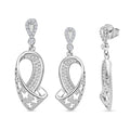 LUSTRO STELLA - Weißer Zirkonia Ohrringe und Anhänger, 925 Silber rhodiniert