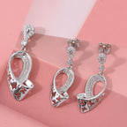 LUSTRO STELLA - Weißer Zirkonia Ohrringe und Anhänger, 925 Silber rhodiniert