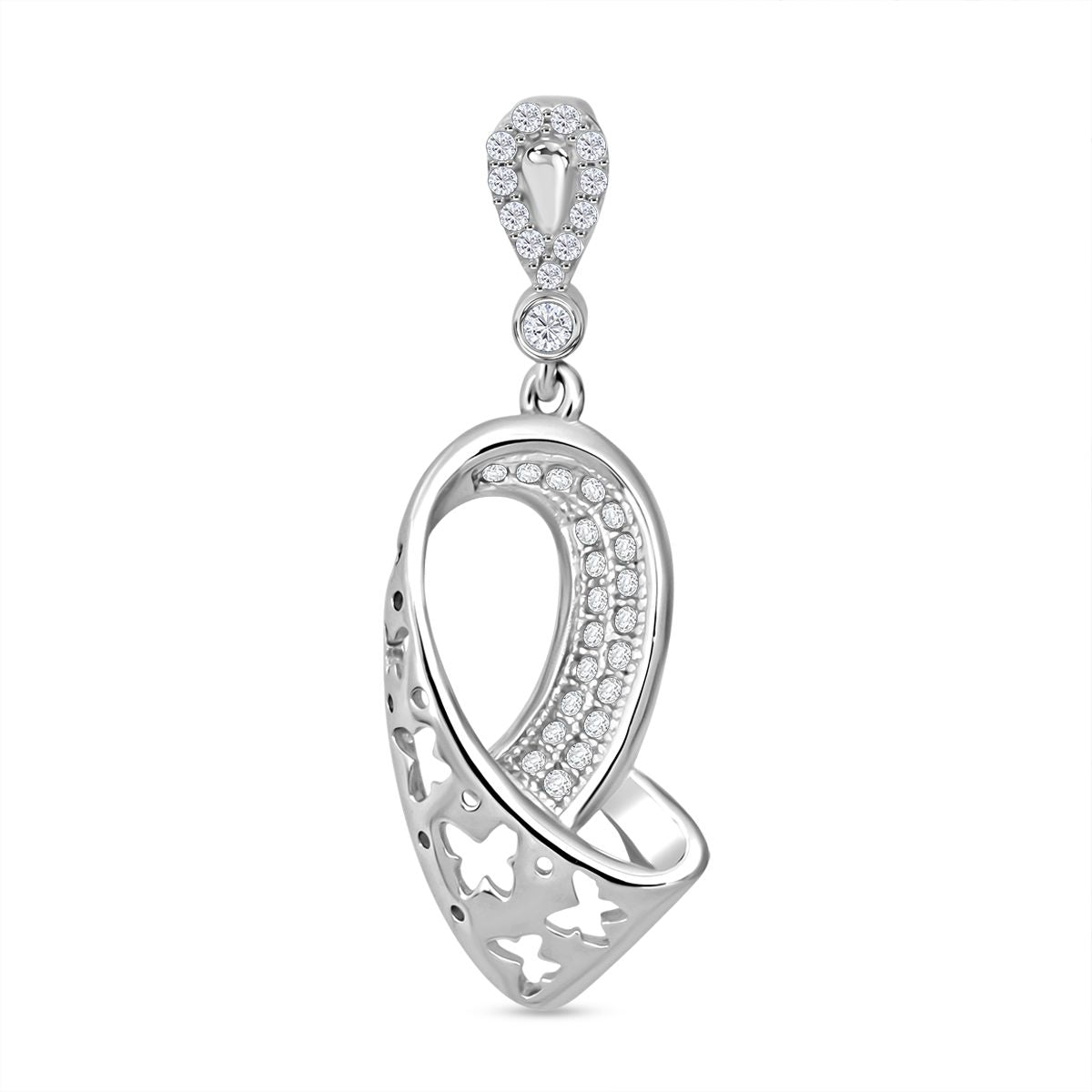 LUSTRO STELLA - Weißer Zirkonia Ohrringe und Anhänger, 925 Silber rhodiniert