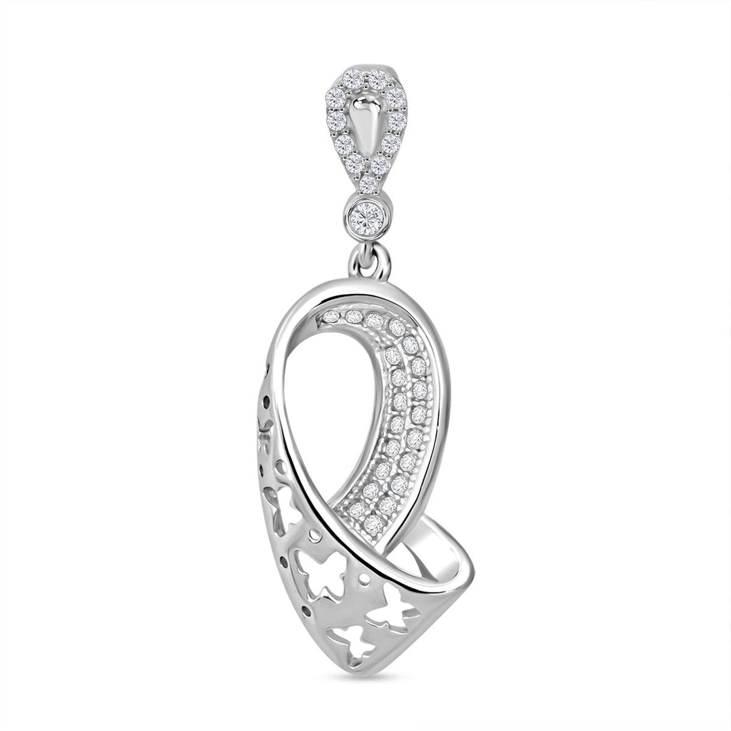 LUSTRO STELLA - Weißer Zirkonia Ohrringe und Anhänger, 925 Silber rhodiniert