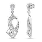 LUSTRO STELLA - Weißer Zirkonia Ohrringe und Anhänger, 925 Silber rhodiniert