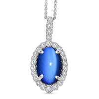 D'Joy Aurora Mondstein, Weißer Zirkon Anhänger mit Kette, ca. 50 cm 925 Silber rhodiniert ca. 4.18 ct