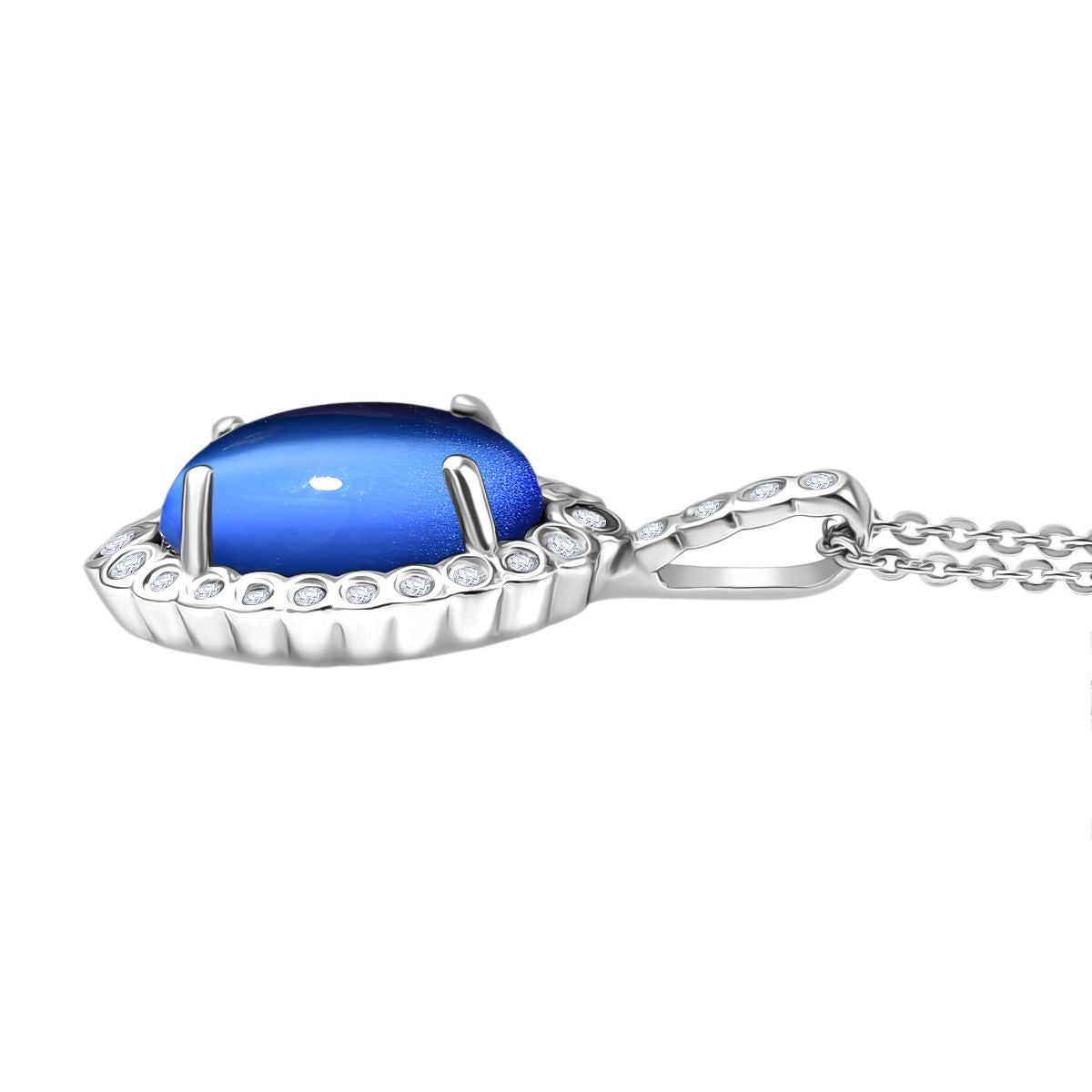 D'Joy Aurora Mondstein, Weißer Zirkon Anhänger mit Kette, ca. 50 cm 925 Silber rhodiniert ca. 4.18 ct