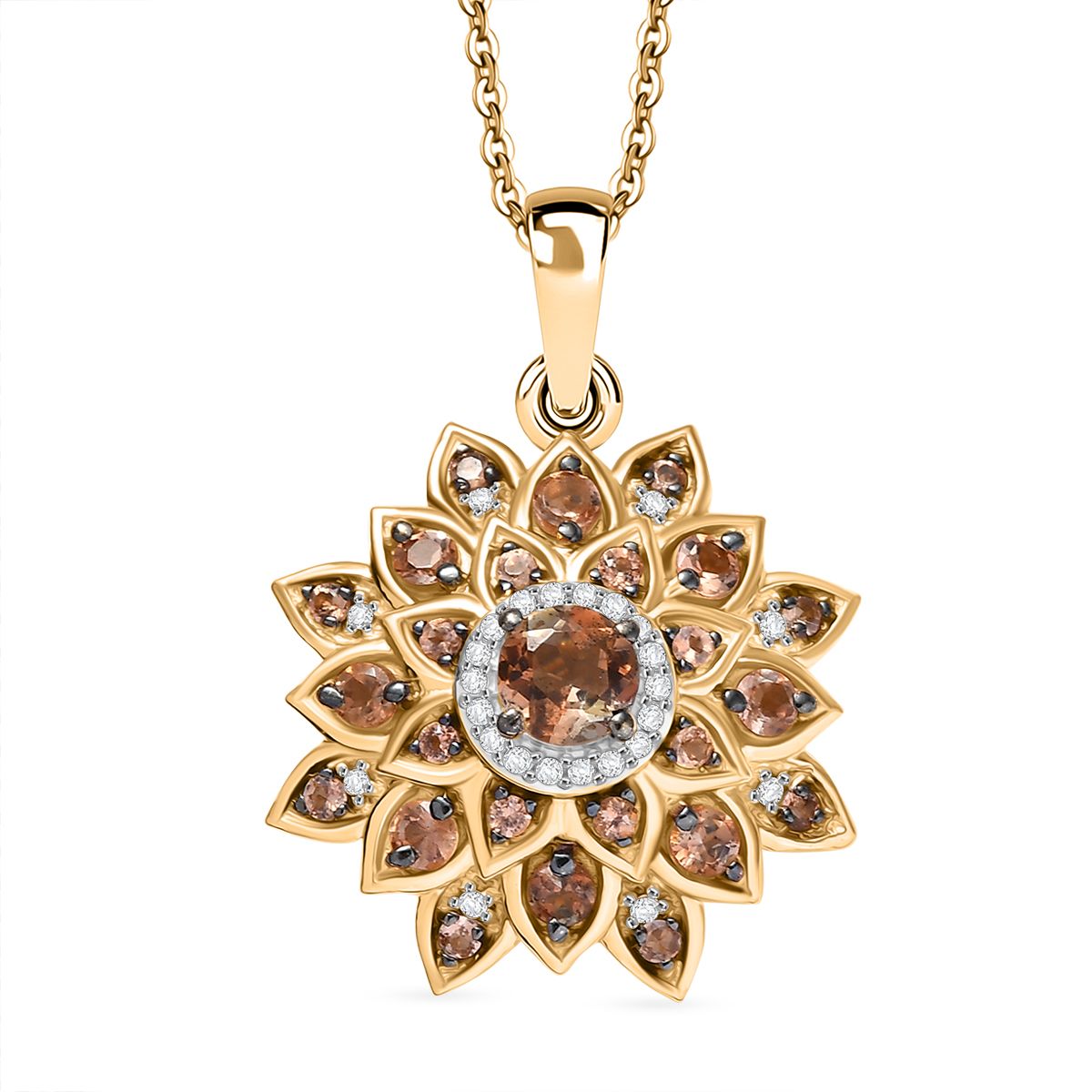D'Joy AA Andalusit Schmuckset ca. 50 cm 925 Silber 750 Gelbgold Vermeil ca. 1,20 ct.