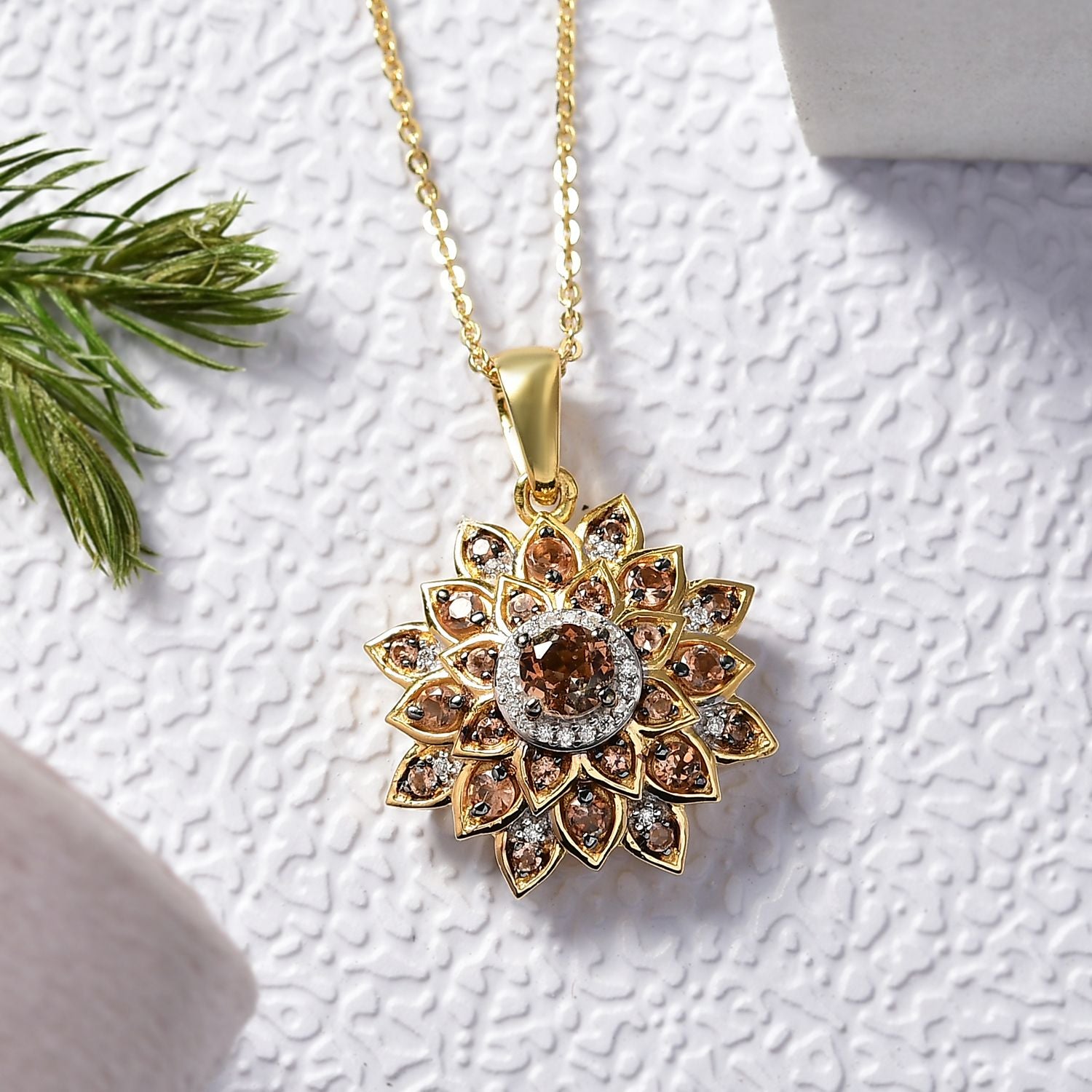 D'Joy AA Andalusit Schmuckset ca. 50 cm 925 Silber 750 Gelbgold Vermeil ca. 1,20 ct.