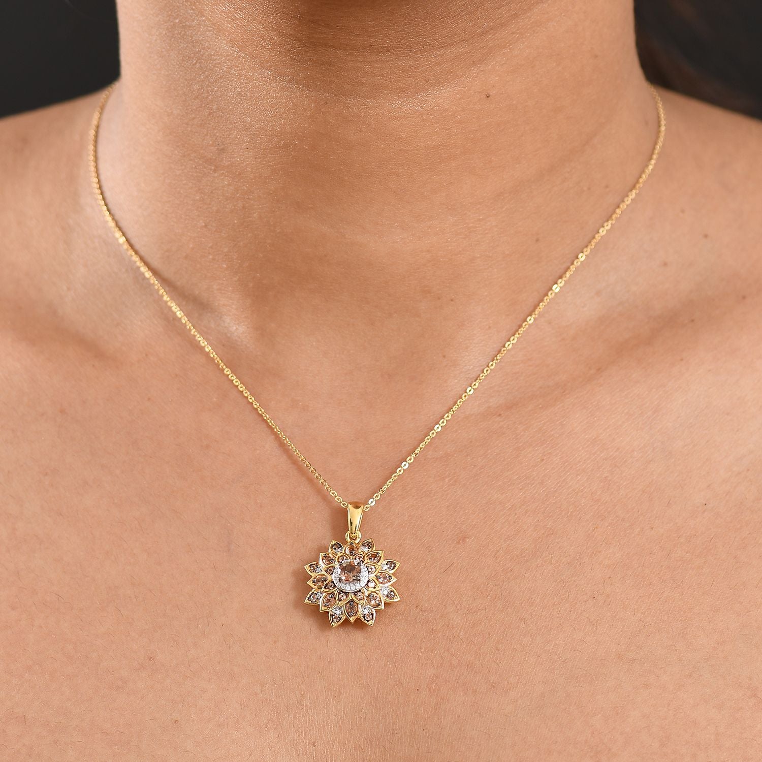 D'Joy AA Andalusit Schmuckset ca. 50 cm 925 Silber 750 Gelbgold Vermeil ca. 1,20 ct.