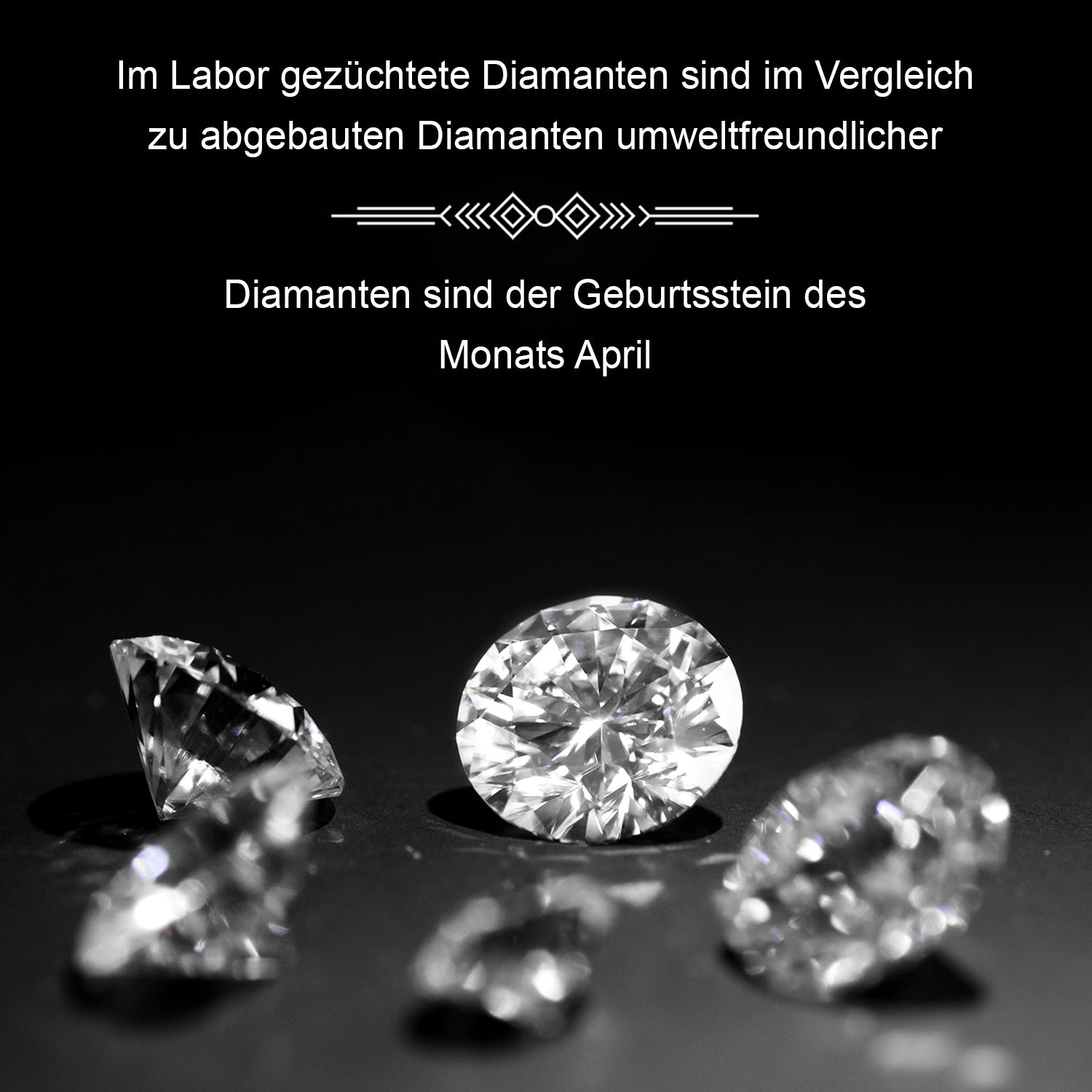 Luxuriant Diamond Trio: Labor Diamant Anhänger mit 50cm Kette Armband & Ohrringe 925 Silber Gelbgold Vermeil