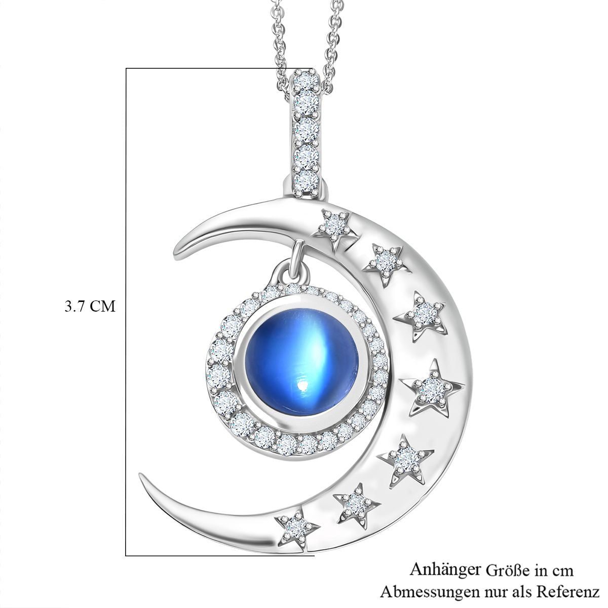 D'Joy Aurora Mondstein, Weißer Zirkon Schmuckset ca. 50 cm 925 Silber rhodiniert ca. 2.86 ct