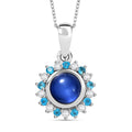 D'Joy Aurora Mondstein, Weißer Zirkon Anhänger mit Kette, ca. 50 cm 925 Silber rhodiniert ca. 2.92 ct