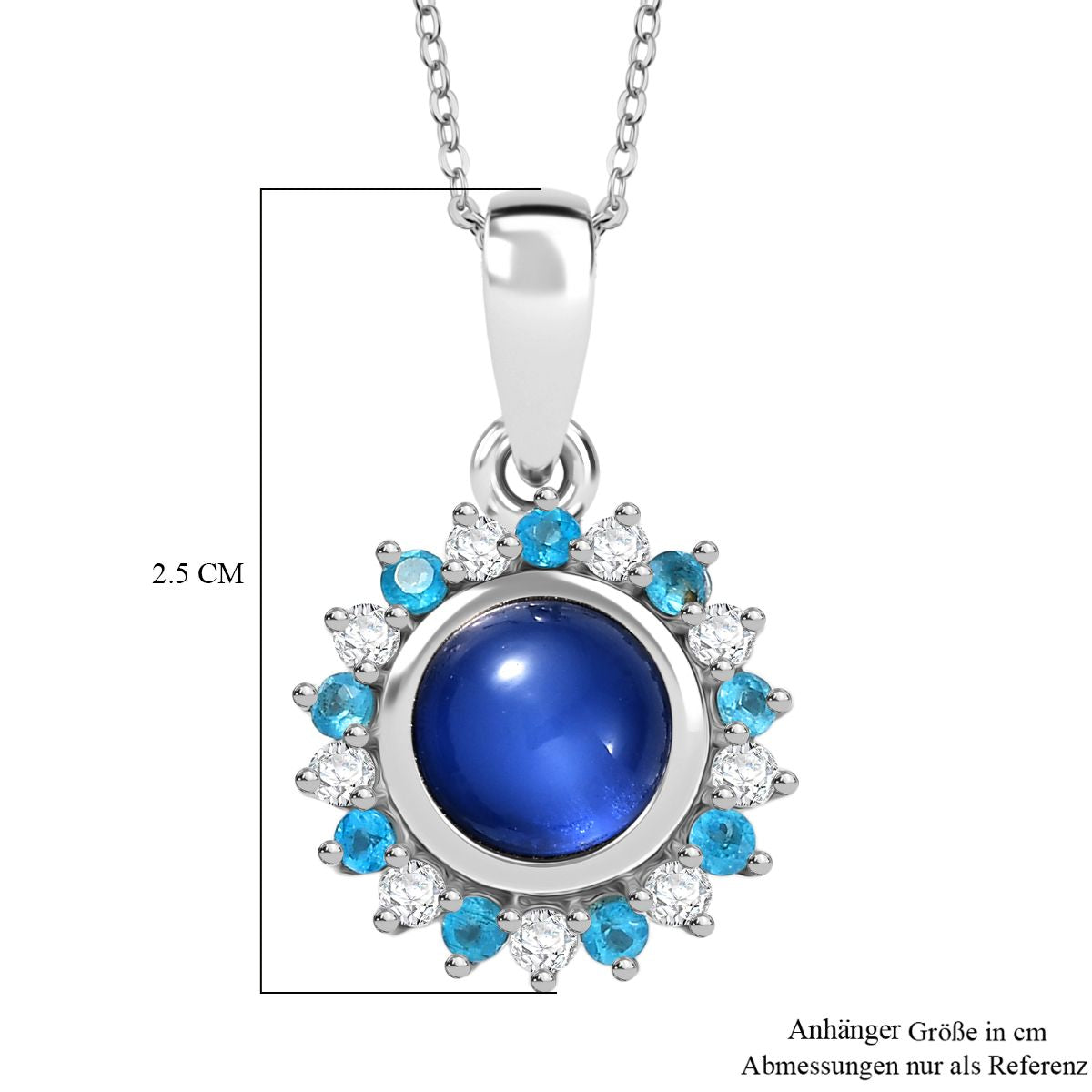 D'Joy Aurora Mondstein, Weißer Zirkon Anhänger mit Kette, ca. 50 cm 925 Silber rhodiniert ca. 2.92 ct