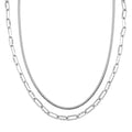 DESIGNER INSPIRIERT - 2er Fancy 316L Edelstahl Ketten Set ca. 50 cm Silberfarben