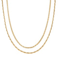2er-Set Halsketten, Edelstahl, Goldfarben, Gliederkette und Schlangenketten-Optik, ca. 50 + 5 cm