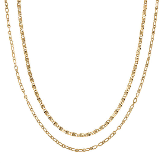DESIGNER INSPIRIERT - 2er Fancy Ketten Set mit 5 cm Extender, Goldfarben