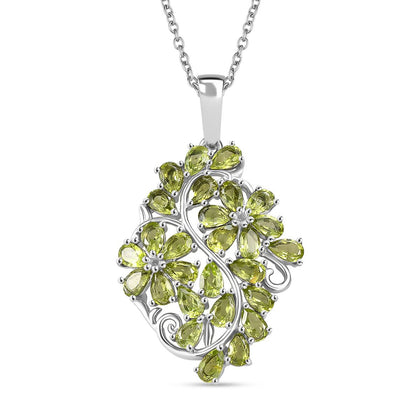 Natürlicher Peridot Anhänger mit Kette, ca. 50 cm 316L Edelstahl ca. 6.18 ct