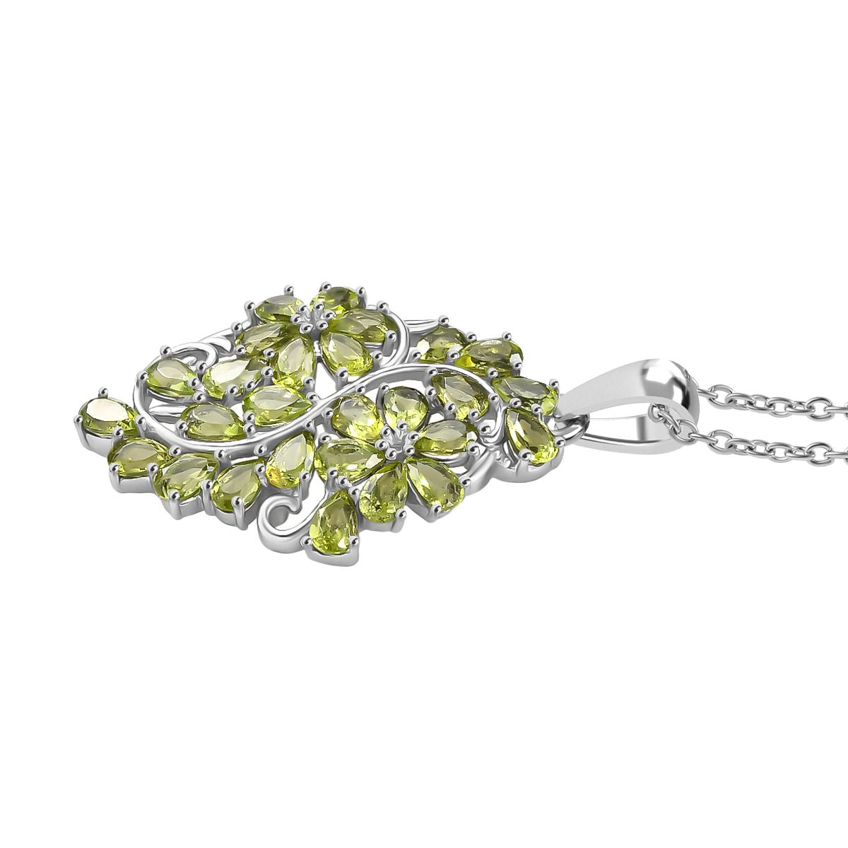 Natürlicher Peridot Anhänger mit Kette, ca. 50 cm 316L Edelstahl ca. 6.18 ct
