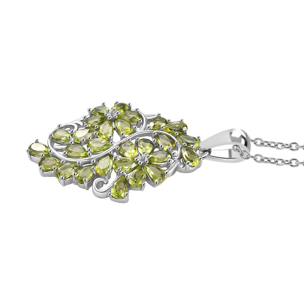 Natürlicher Peridot Anhänger mit Kette, ca. 50 cm 316L Edelstahl ca. 6.18 ct