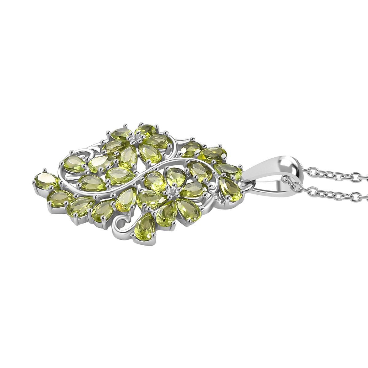 Natürlicher Peridot Anhänger mit Kette, ca. 50 cm 316L Edelstahl ca. 6.18 ct
