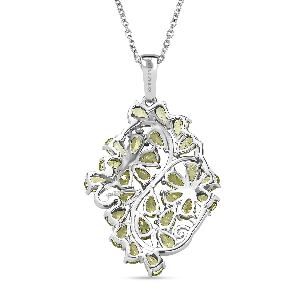 Natürlicher Peridot Anhänger mit Kette, ca. 50 cm 316L Edelstahl ca. 6.18 ct