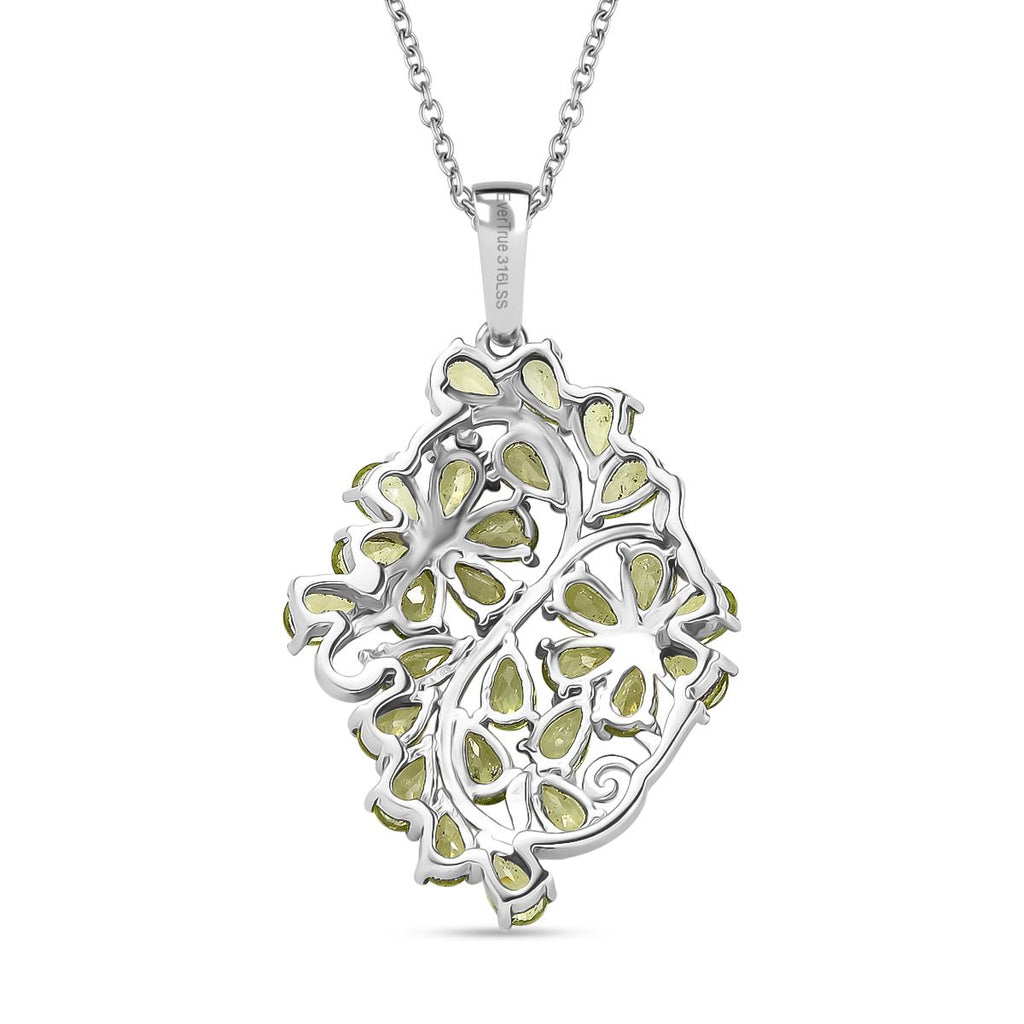 Natürlicher Peridot Anhänger mit Kette, ca. 50 cm 316L Edelstahl ca. 6.18 ct