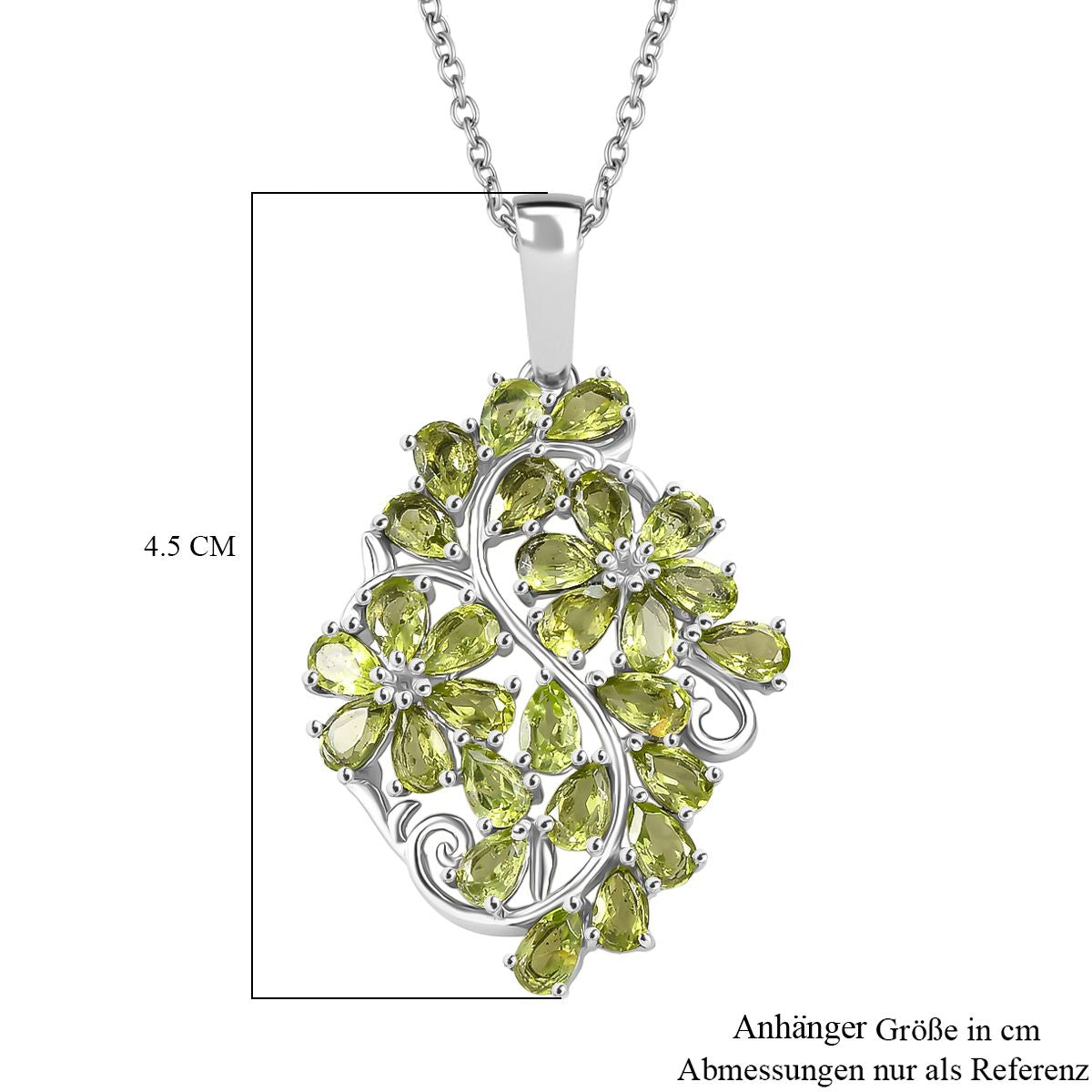 Natürlicher Peridot Anhänger mit Kette, ca. 50 cm 316L Edelstahl ca. 6.18 ct