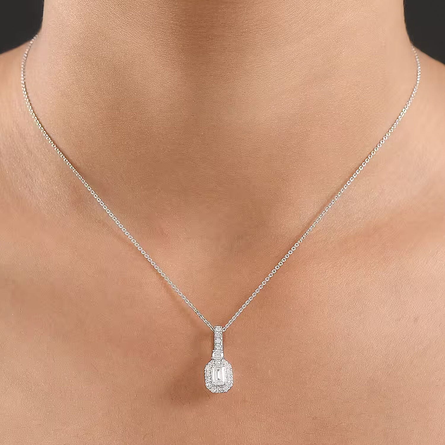 LUXURIANT DIAMOND - Lab Grown Diamant SI-GH Anhänger mit Kette, ca. 50 cm 925 Silber rhodiniert ca. 1.00 ct