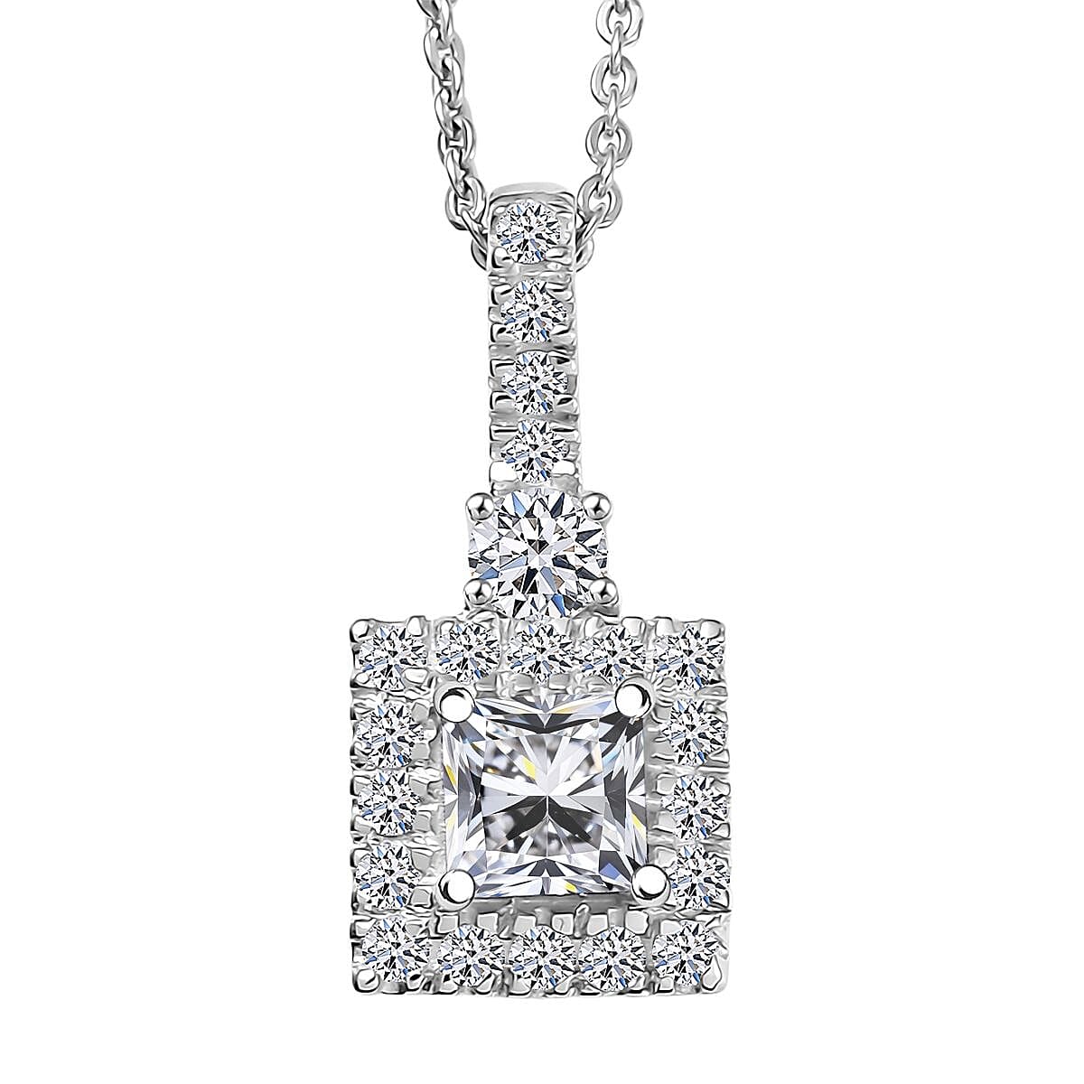 LUXURIANT DIAMOND - Lab Grown Diamant SI-GH Anhänger mit Kette, ca. 50 cm 925 Silber rhodiniert (7-8 Werktage Lieferzeit) ca. 1.00 ct