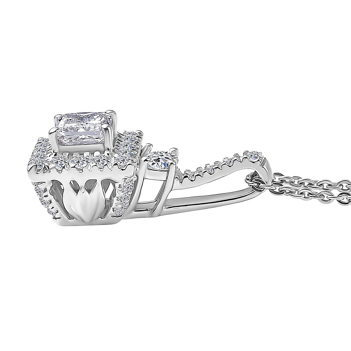 LUXURIANT DIAMOND - Lab Grown Diamant SI-GH Anhänger mit Kette, ca. 50 cm 925 Silber rhodiniert (7-8 Werktage Lieferzeit) ca. 1.00 ct