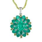D'Joy Smaragd-Quarz Triplette Anhänger mit kettte ca. 50 cm 925 Silber rhodiniert ca. 66.35 ct