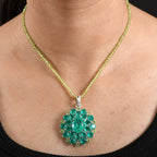 D'Joy Smaragd-Quarz Triplette Anhänger mit kettte ca. 50 cm 925 Silber rhodiniert ca. 66.35 ct