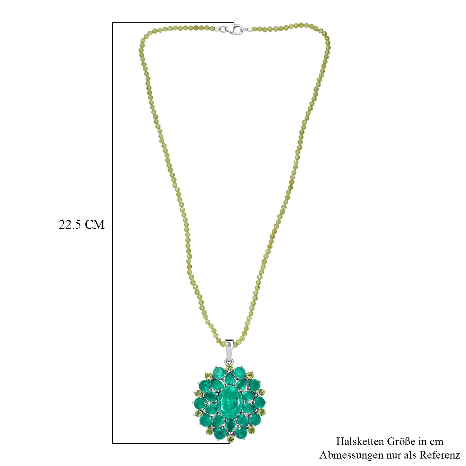 D'Joy Smaragd-Quarz Triplette Anhänger mit kettte ca. 50 cm 925 Silber rhodiniert ca. 66.35 ct