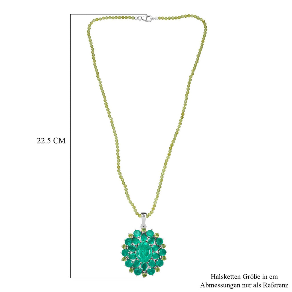 D'Joy Smaragd-Quarz Triplette Anhänger mit kettte ca. 50 cm 925 Silber rhodiniert ca. 66.35 ct