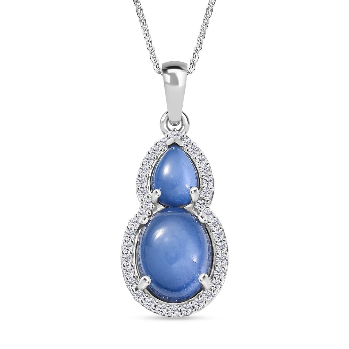 D'Joy Aurora Mondstein Anhänger mit Kette, ca. 50 cm 925 Silber rhodiniert ca. 4.22 ct