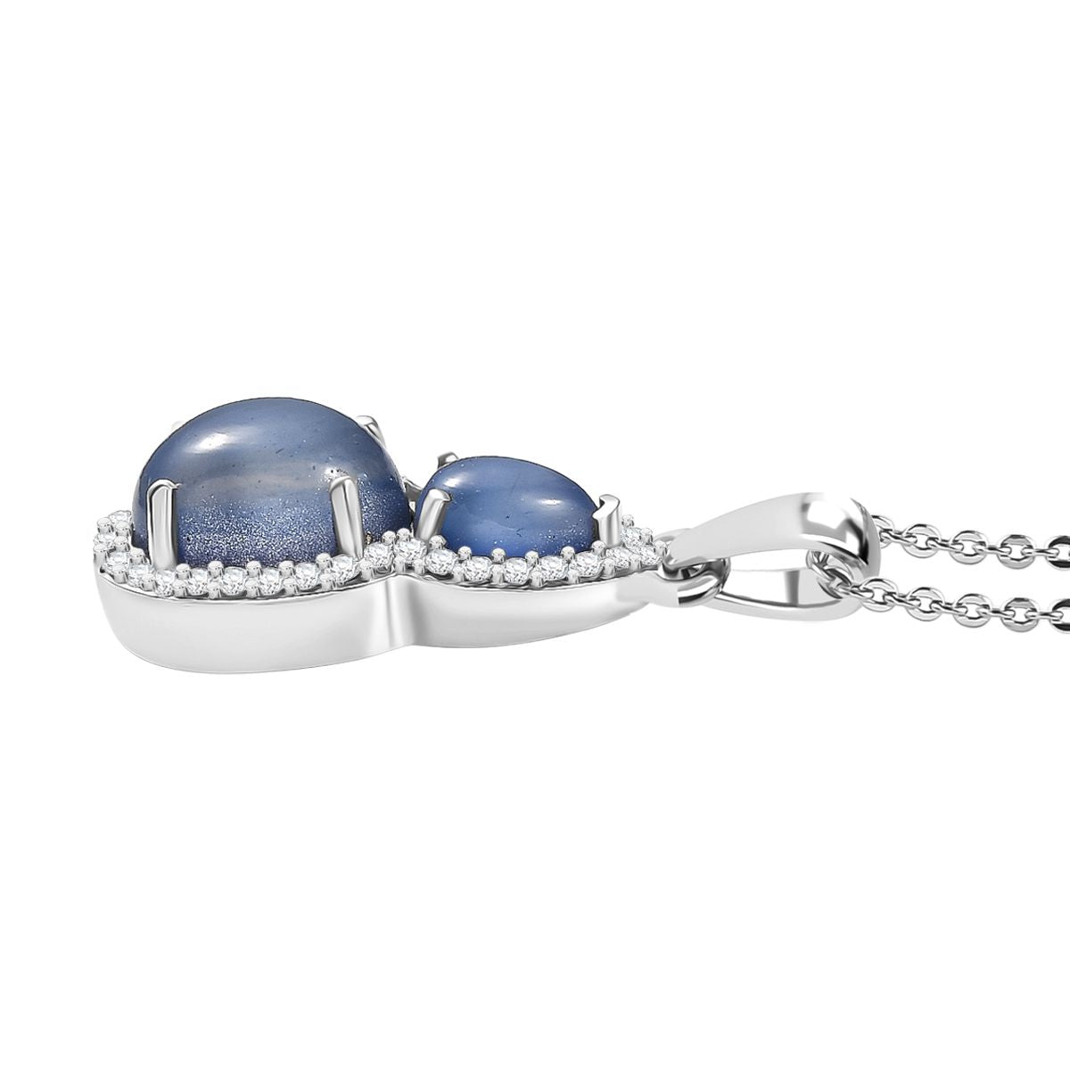 D'Joy Aurora Mondstein Anhänger mit Kette, ca. 50 cm 925 Silber rhodiniert ca. 4.22 ct