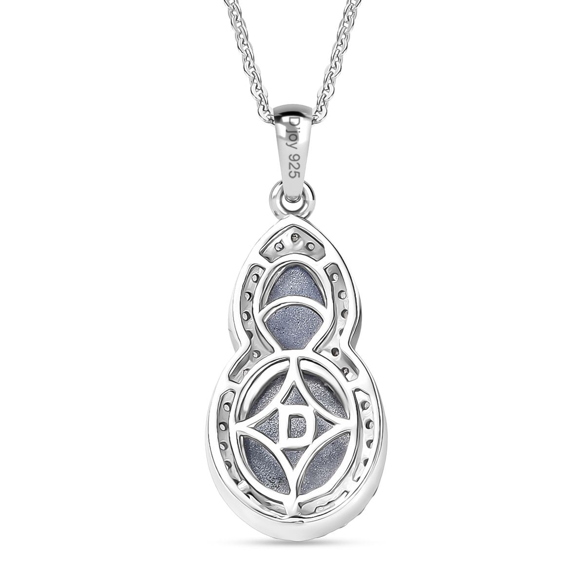 D'Joy Aurora Mondstein Anhänger mit Kette, ca. 50 cm 925 Silber rhodiniert ca. 4.22 ct