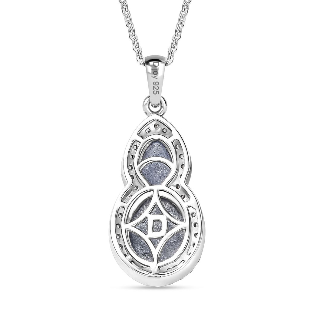 D'Joy Aurora Mondstein Anhänger mit Kette, ca. 50 cm 925 Silber rhodiniert ca. 4.22 ct